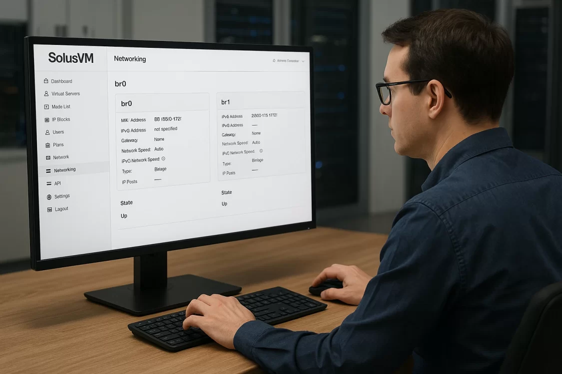 Настройка bridge для KVM в панели SolusVM