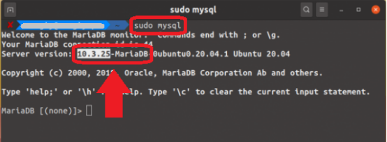 Пример того, что установлена MariaDB 10.3.25