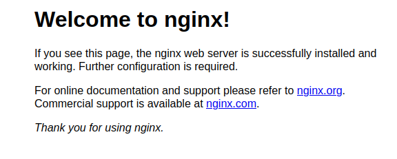 Приветственное сообщение nginx