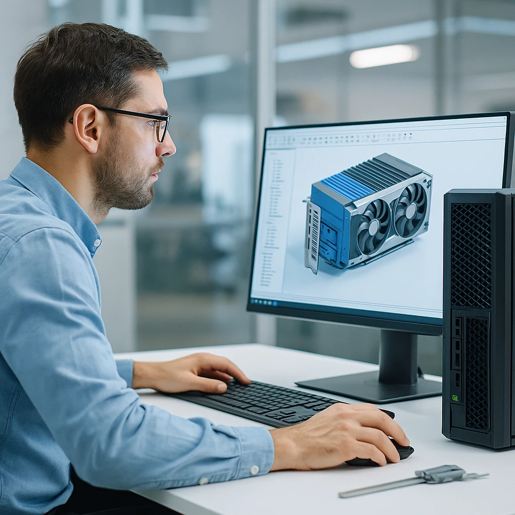 Инженер работает на сервере с GPU