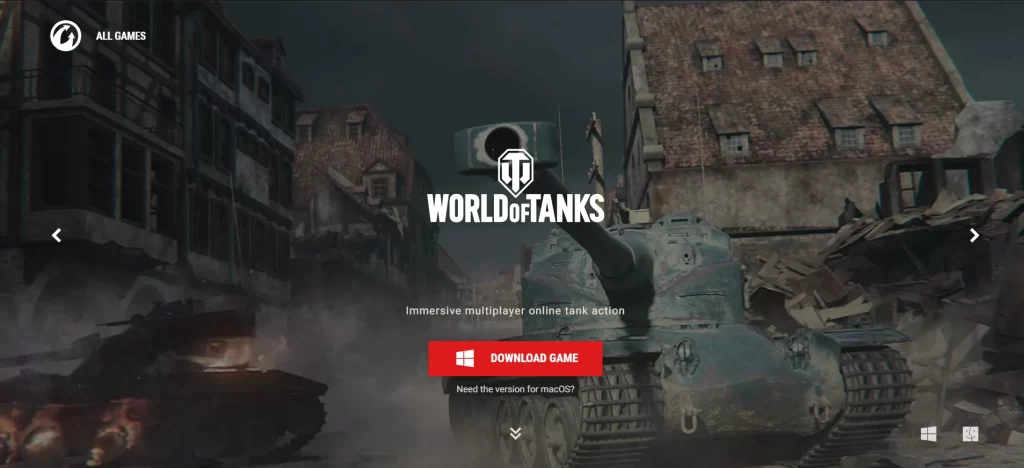 Главная страница игры WoT