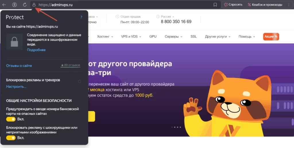 Защищённый сайт — пример